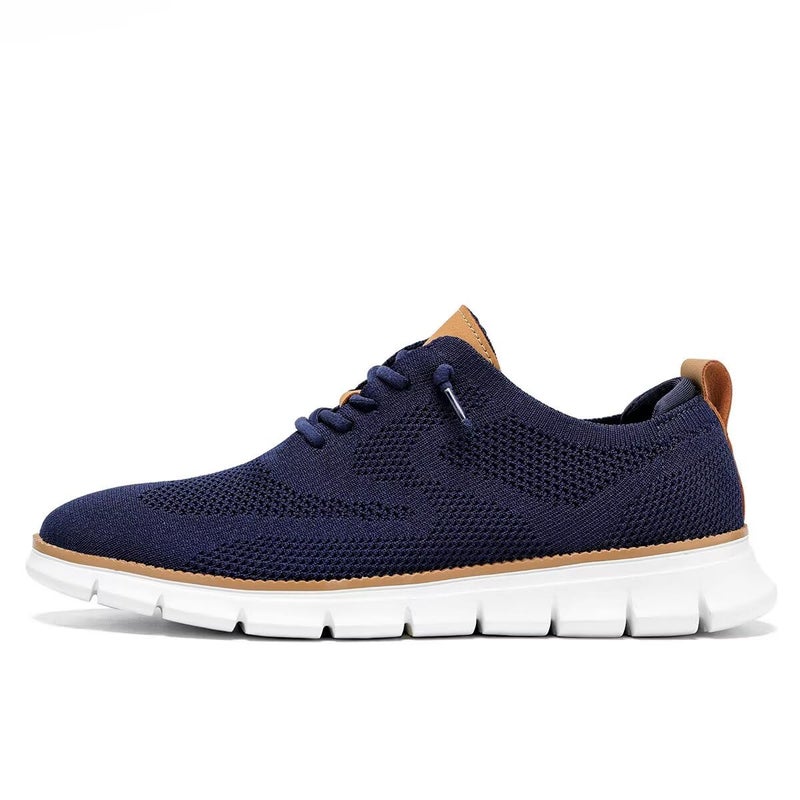 Kvovzo Men's Casual Dress Shoes Business Oxfords Fashion Walking Sneakers Mesh Work Lightweight Soft Sole Dark Blue - Image 2
