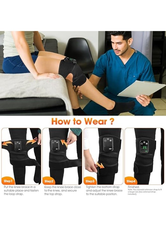 Knee Massager with Heat and Vibration, Rechargeable Cordless Wrap for Knee Shoulder and Elbow Pain Relief and Muscle Relaxation Adjustable Fit - Image 4