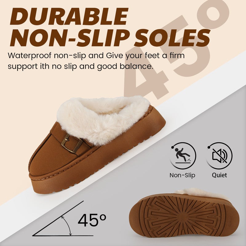 Lucky Kids Cozy Women's Flipper Slippers - Plush Faux Fur Indoor/Outdoor Slide Sandals with Durable Sole, Comfort House Shoes for Women - Image 4