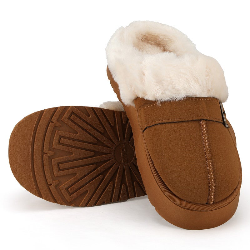 Lucky Kids Cozy Women's Flipper Slippers - Plush Faux Fur Indoor/Outdoor Slide Sandals with Durable Sole, Comfort House Shoes for Women - Image 1