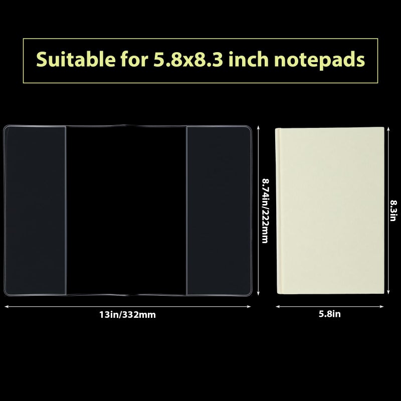 Fullhawl 3 Pack A5 Clear Cover Transparent A5 Size 13 x 8.74 Inches Jelly Notebook Cover, Fits for Journal Weeks Planners and Books Measuring About 8.3 x 5.8 Inches - Image 2