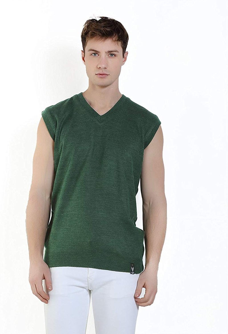 Malvina Men's Wool Reversible Sleeveless Sweater (Grey-Green) (Only 1),Free Size - Image 3