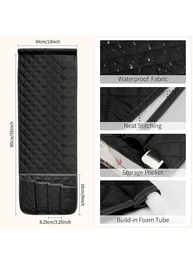 erorex Sofa Chair Armrest Organizer 5 Pockets Recliner Couch Chair Arm Hanging Storage Organizer Non Slip Waterproof Armchair Organizer Caddy For Cell Phone Tv Remote Control Magazines Black  - Image 3