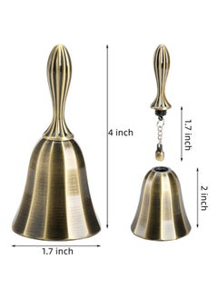 AVLA 3 Pack Hand Bell, 1.7" Loud Call Bell, Brass Dinner Wedding Bell, Steel Antique Alarm Handbell For Classroom, Temple, School, Game, Pet Feeding, Home Decor, Hotel Service, Jingle, Ringing  - Image 2