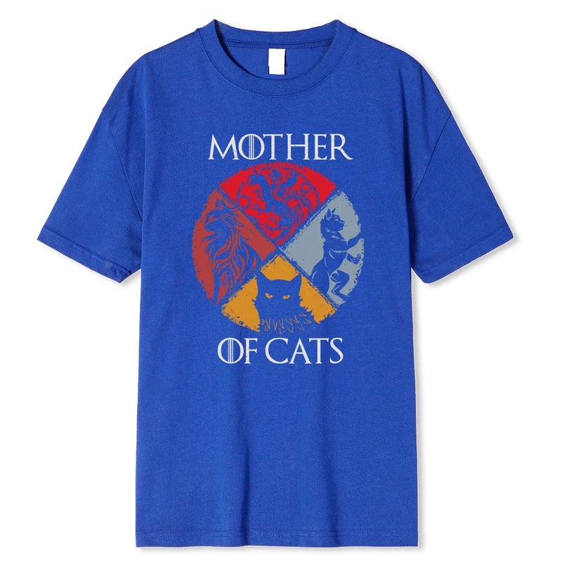 Cat Mother Printed Men'S High Quality Summer Casual Cotton Top Hip Hop Breathable T-Shirt Men - Image 1