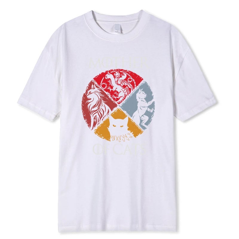Cat Mother Printed Men'S High Quality Summer Casual Cotton Top Hip Hop Breathable T-Shirt Men - Image 3