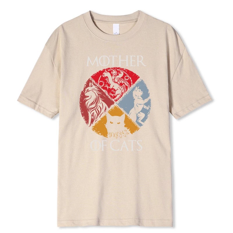 Cat Mother Printed Men'S High Quality Summer Casual Cotton Top Hip Hop Breathable T-Shirt Men - Image 4
