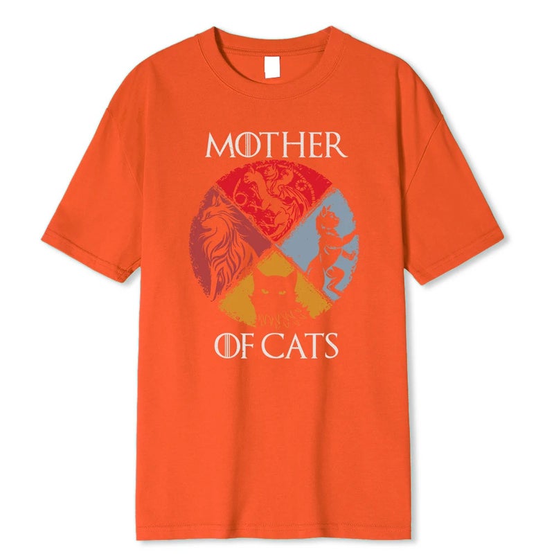 Cat Mother Printed Men'S High Quality Summer Casual Cotton Top Hip Hop Breathable T-Shirt Men - Image 5