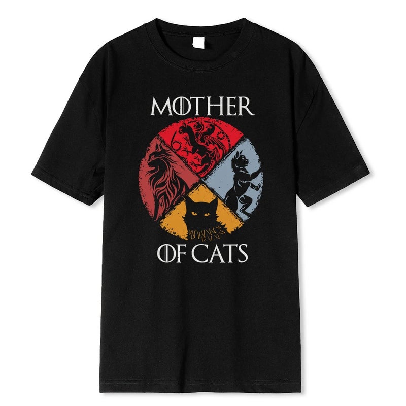 Cat Mother Printed Men'S High Quality Summer Casual Cotton Top Hip Hop Breathable T-Shirt Men - Image 2