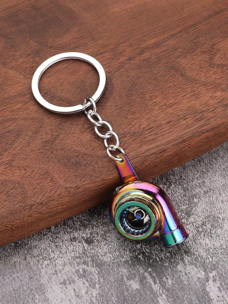 Metal Turbocharger Keychain in Shiny Multicolor Design for Car Enthusiasts