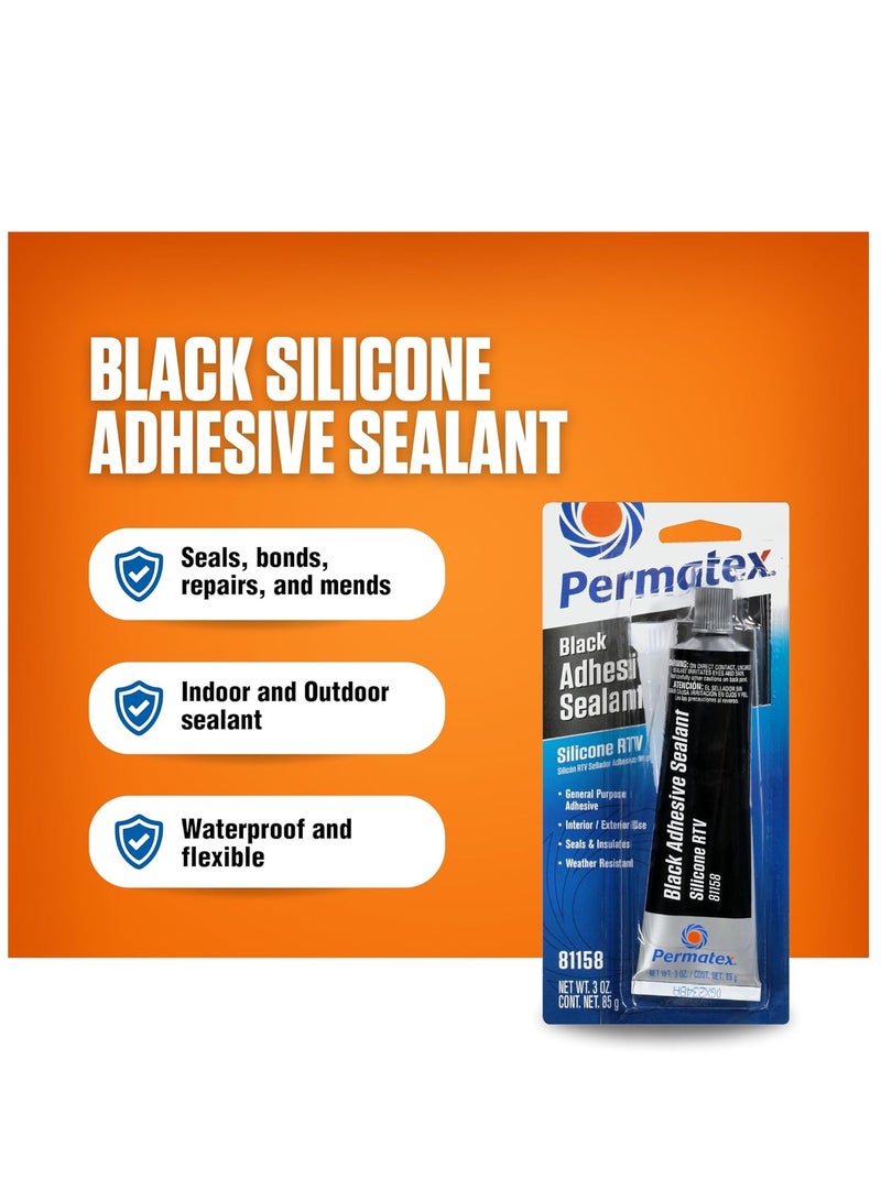 Permatex (16BR) ADHESIVE SEALANT SILICONE 81158 NET BLACK 0.85g (Pack of 1) - Image 3