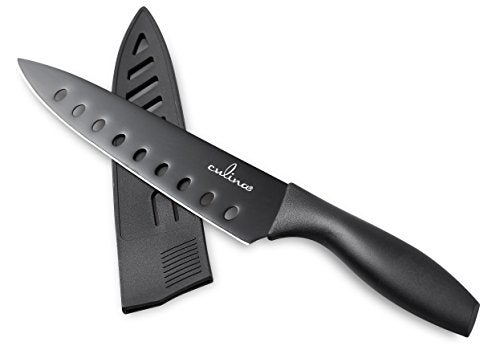 Culina® 8-Inch Nonstick Carbon Steel Sushi Knife with Sheath, Black - Image 3