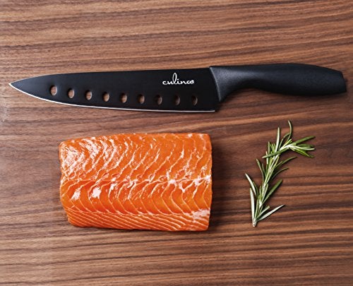 Culina® 8-Inch Nonstick Carbon Steel Sushi Knife with Sheath, Black - Image 5