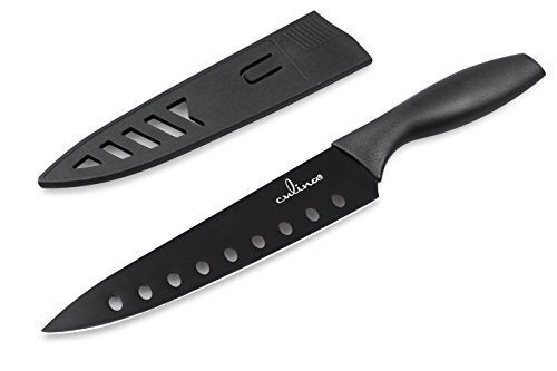 Culina® 8-Inch Nonstick Carbon Steel Sushi Knife with Sheath, Black - Image 1