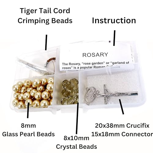 Linpeng Rosary Making Kit, Gold Catholic Prayer Necklace Supplies for Women, DIY Jewelry Supplies, Gift for Beader, 1 Pack - Image 3