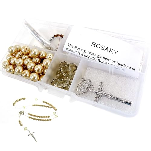 Linpeng Rosary Making Kit, Gold Catholic Prayer Necklace Supplies for Women, DIY Jewelry Supplies, Gift for Beader, 1 Pack - Image 1