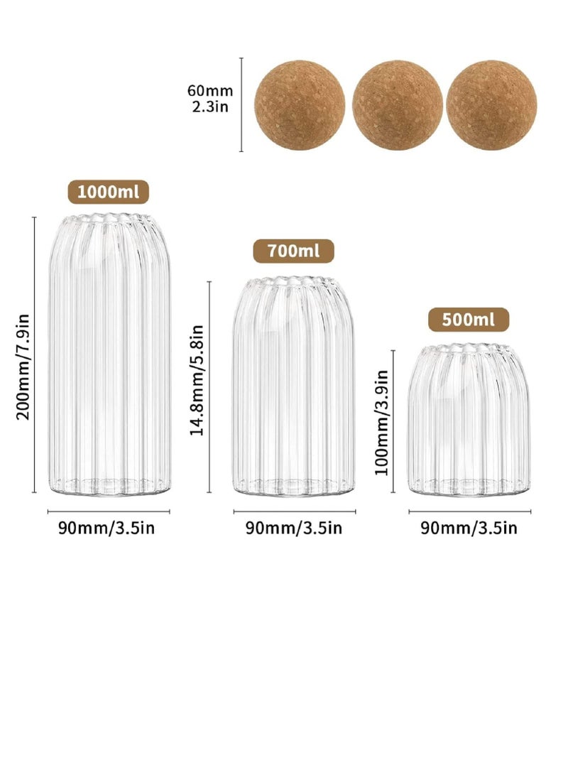 AKDC Glass Jars With Round Corks, 3 Coffee Bean Jars Nut Storage Glass Bottle Sealed Jars Container with Cork Glass Canisters with Airtight Seal Wooden Lid of 3 Different Sizes - Image 3
