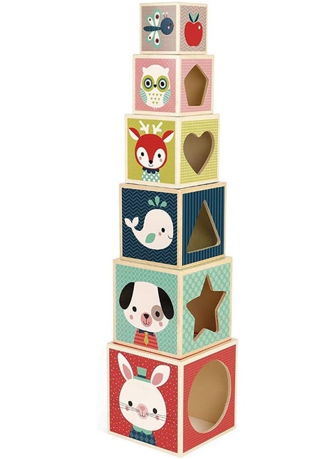 Wooden Baby Forest 6-Block Pyramid