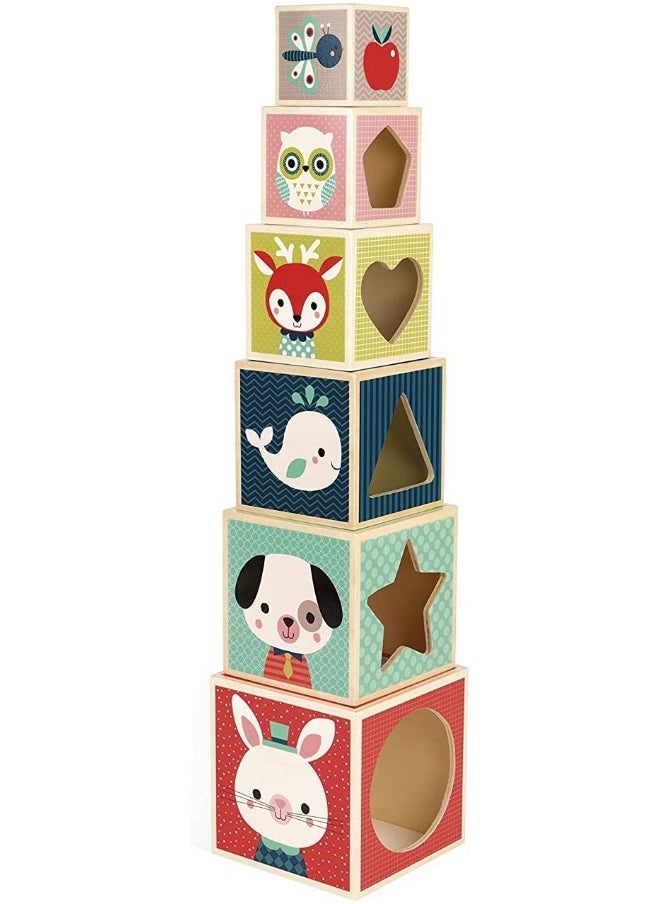 Wooden Baby Forest 6-Block Pyramid