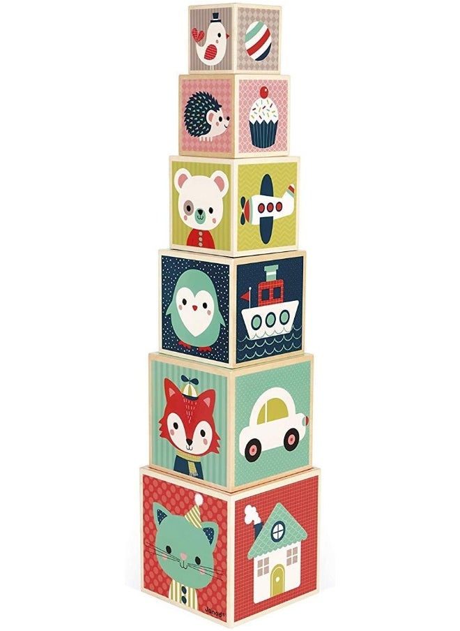 Wooden Baby Forest 6-Block Pyramid