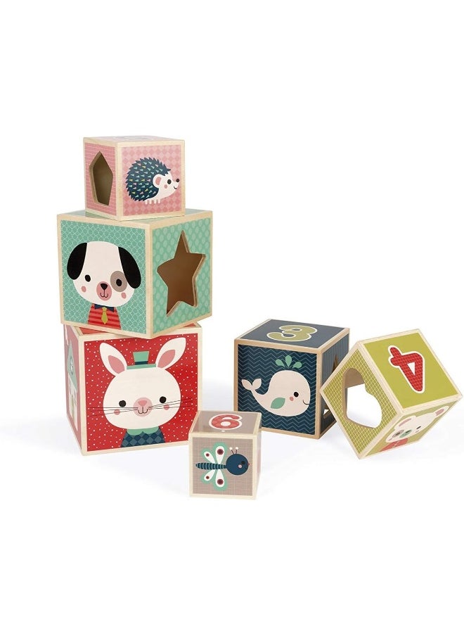 Wooden Baby Forest 6-Block Pyramid
