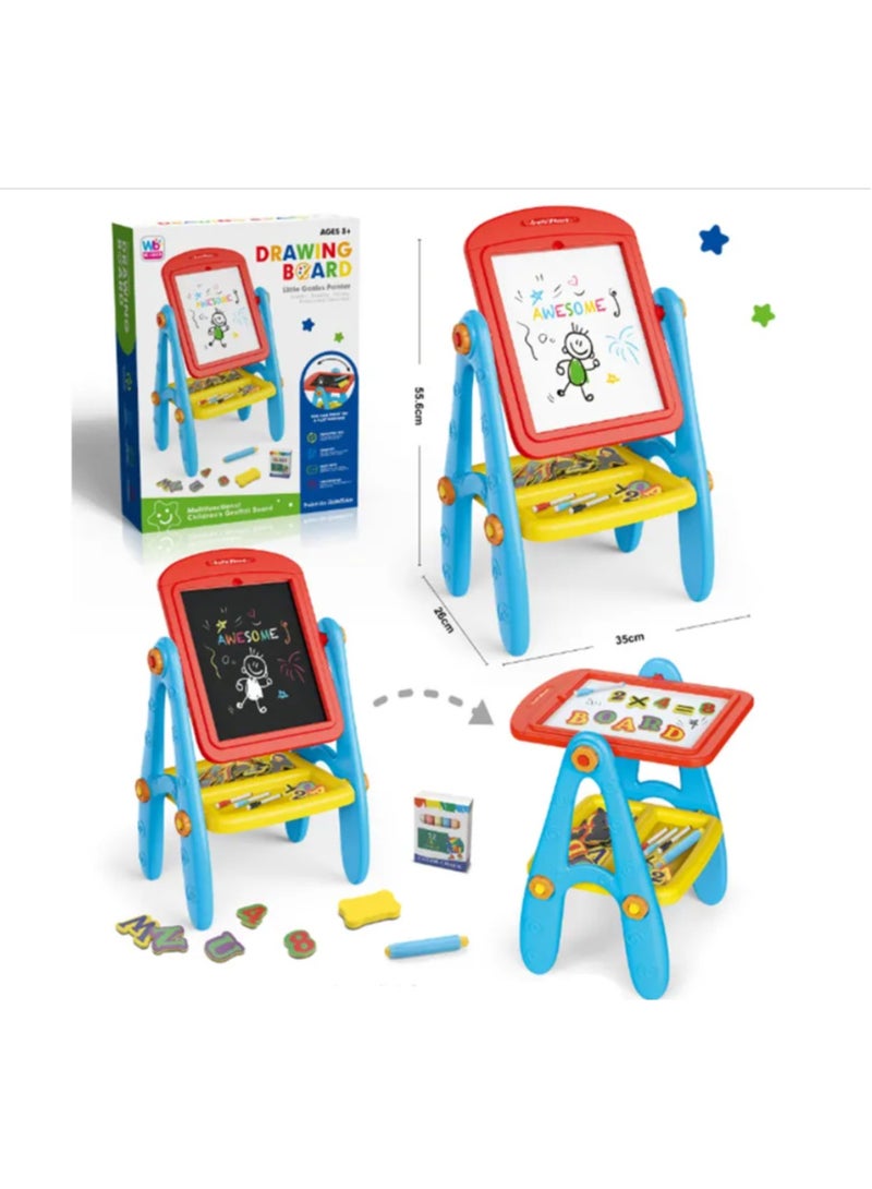 Mums Planet 2x1 Double Sided Drawing Board Stand for Kids 4 in 1 with Blackboard and Whiteboard, Carrying Bag, Board Game, Birthday Gift for Girls and Boys Ages 3-5  - Image 2
