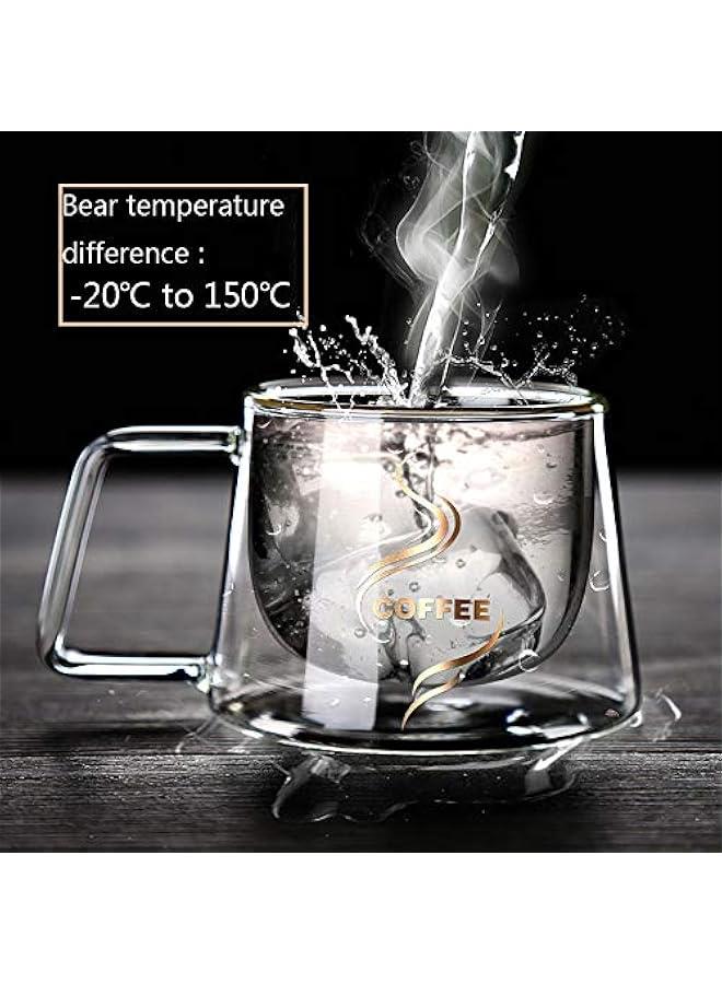 Double Wall Glass Coffee Mug With Handle Cup Heat Insulation Clear Coffee Mugs Double Layers Drinkware Tea Milk Latte Espresso Cappuccino Juice Beverages Water Iced Tea 4oz Dishwasher Safe  - Image 5