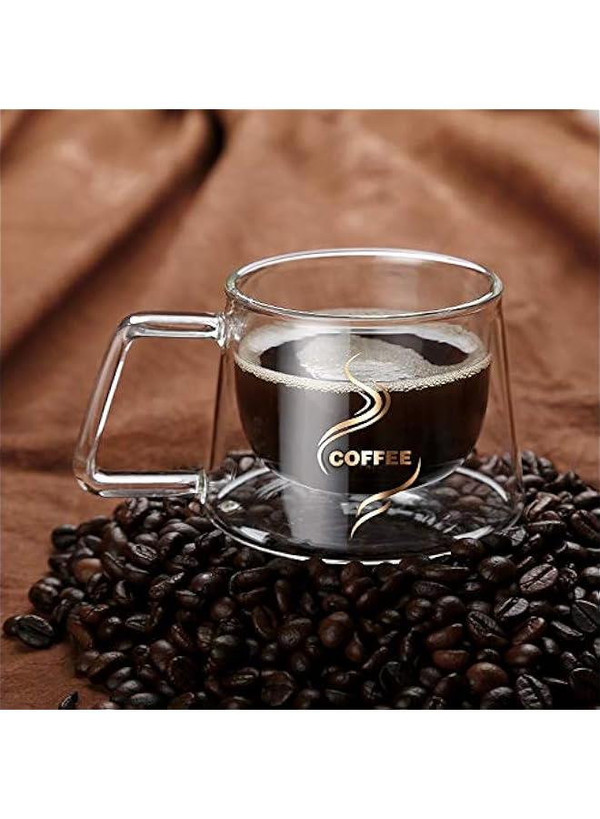 Double Wall Glass Coffee Mug With Handle Cup Heat Insulation Clear Coffee Mugs Double Layers Drinkware Tea Milk Latte Espresso Cappuccino Juice Beverages Water Iced Tea 4oz Dishwasher Safe  - Image 4