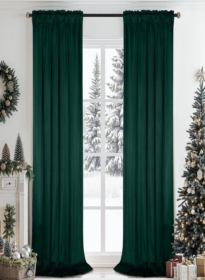 SimpleHome ستائر مخملية خضراء داكنة من SimpleHome، طولها 96 بوصة، لغرفة المعيشة، مزودة بجيب للعمود، ستائر مخملية فاخرة معتمة، عازلة للحرارة، مكونة من لوحين، عرض 40 × طول 96 بوصة - Image 1