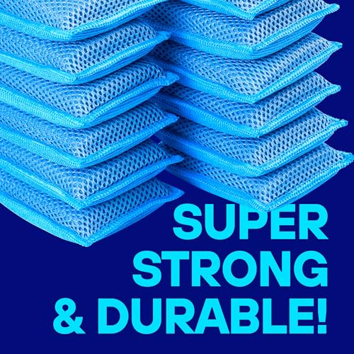 SCRUBIT Reusable Sponges for Dishes 12 Pack Microfiber Sponges Kitchen Dish Scrubber Machine Washable NonScratch Scrubbers Blue - Image 5