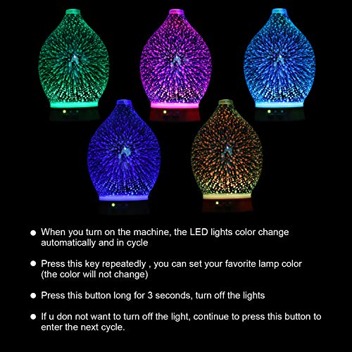iBELL ADY1003 Aroma Diffuser for Home with 5 LED Light Colors, Electric, Ultrasonic, Decorative Glass Cover, Essential Oil Diffuser for Home, Office, Shops (White) - Image 4