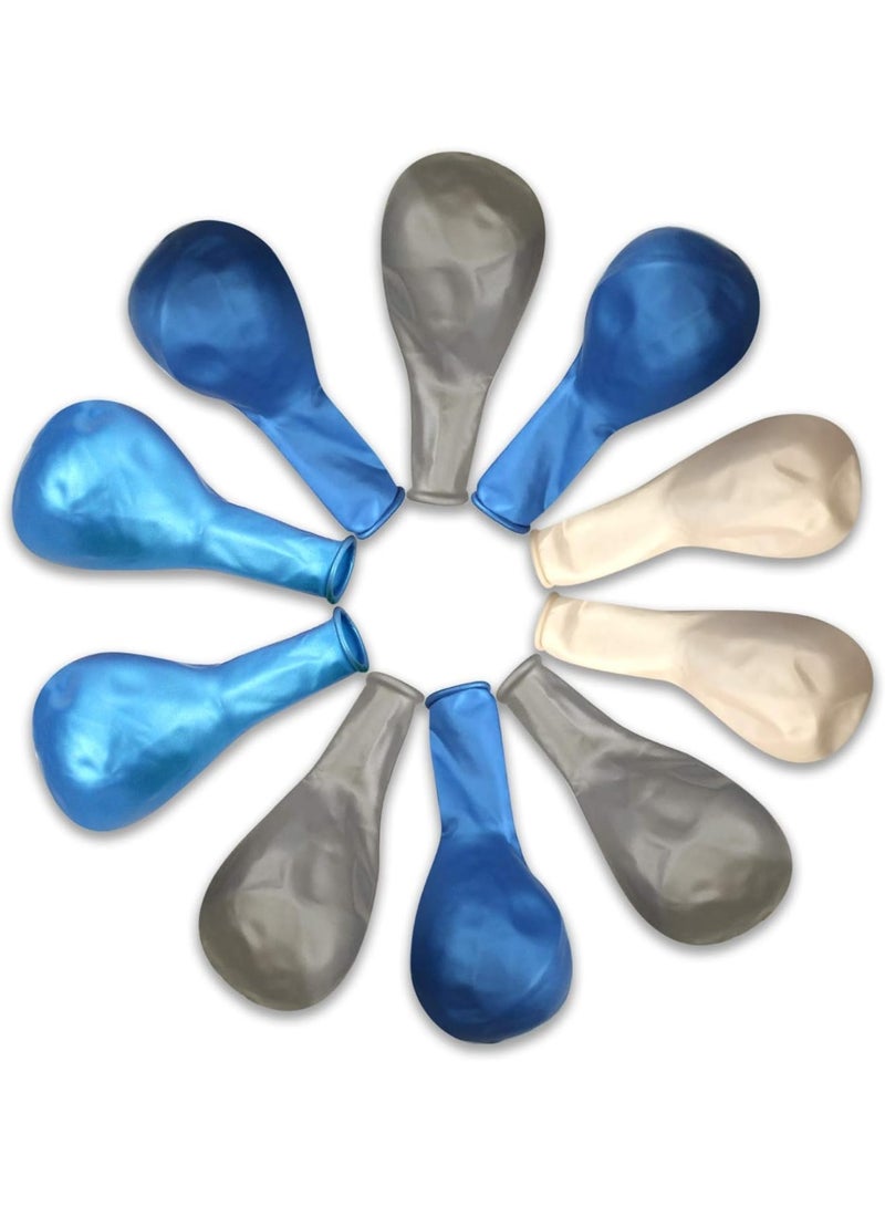 100 PCS 12-inch Pearlized 4 Assorted Colors Latex Balloons Blue White Silver Large Big Round Thick Shiny Pearlescent Biodegradable Bulk Helium Gas Air Inflated Kids Birthday Party Decorations Supplies - Image 1