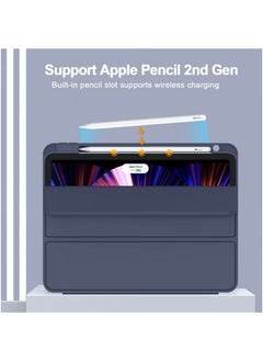 LCYLJGY Cover Case For iPad Pro 11 Inch Case 2022/2021/2020/2018 Gen with Pencil Holder,Smart iPad Case Support Touch ID and Auto Wake/Sleep with Auto 2nd Gen Pencil Charging Dark Blue  - Image 3