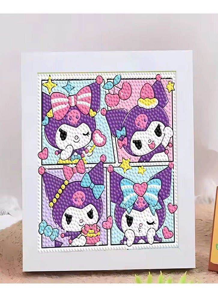 Diy 3D Diamond Painting Kit for Kids Develop Focus Skills and Patience, Improve Visual Coordination 20 X 20 cm (Kuromi) - Image 1