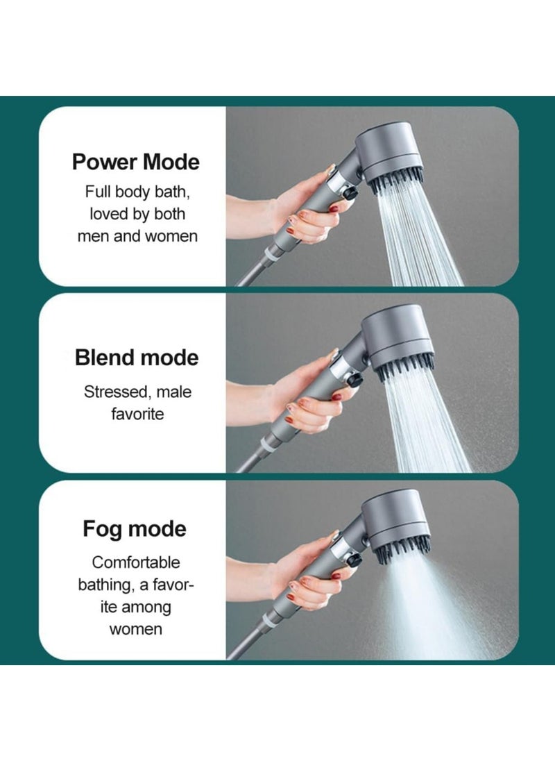 Generic High Pressure Massage Shower Head and Punch-free Shower Holder, 3 Modes Shower Head with Filter with Water Stop Button for Home use-Grey  - Image 3