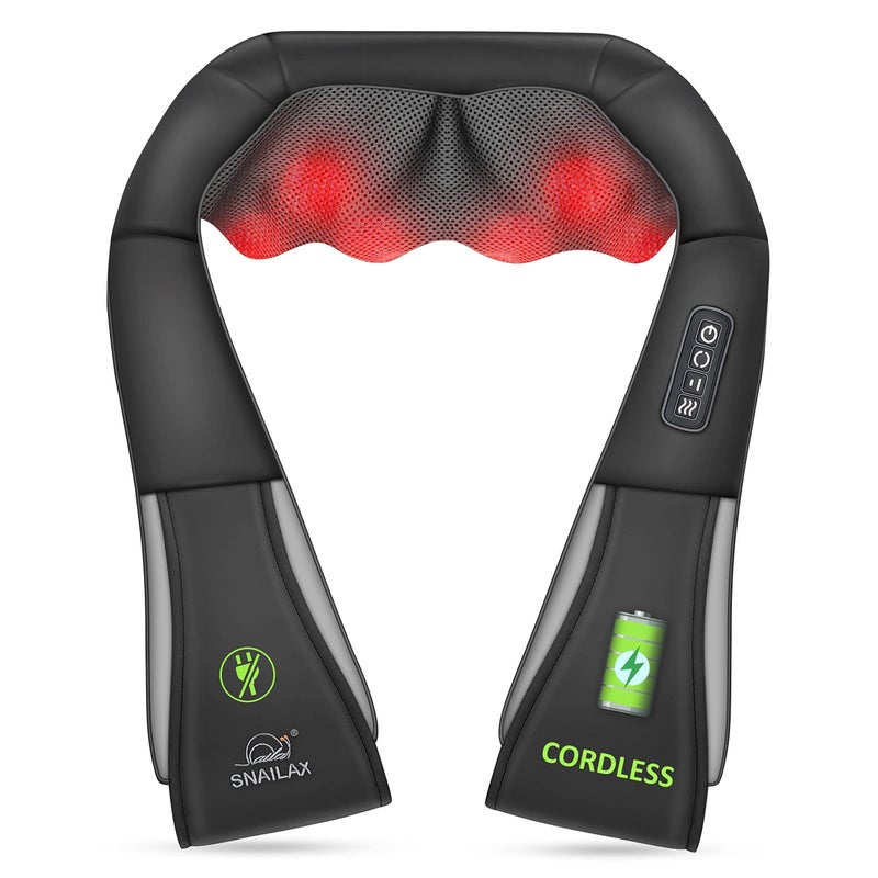 Snailax Cordless Massager - Shiatsu Neck and Shoulder Massager with Heat, Portable, Lumbar, Back Electric Massage Pillow, Christmas Gift - Image 1