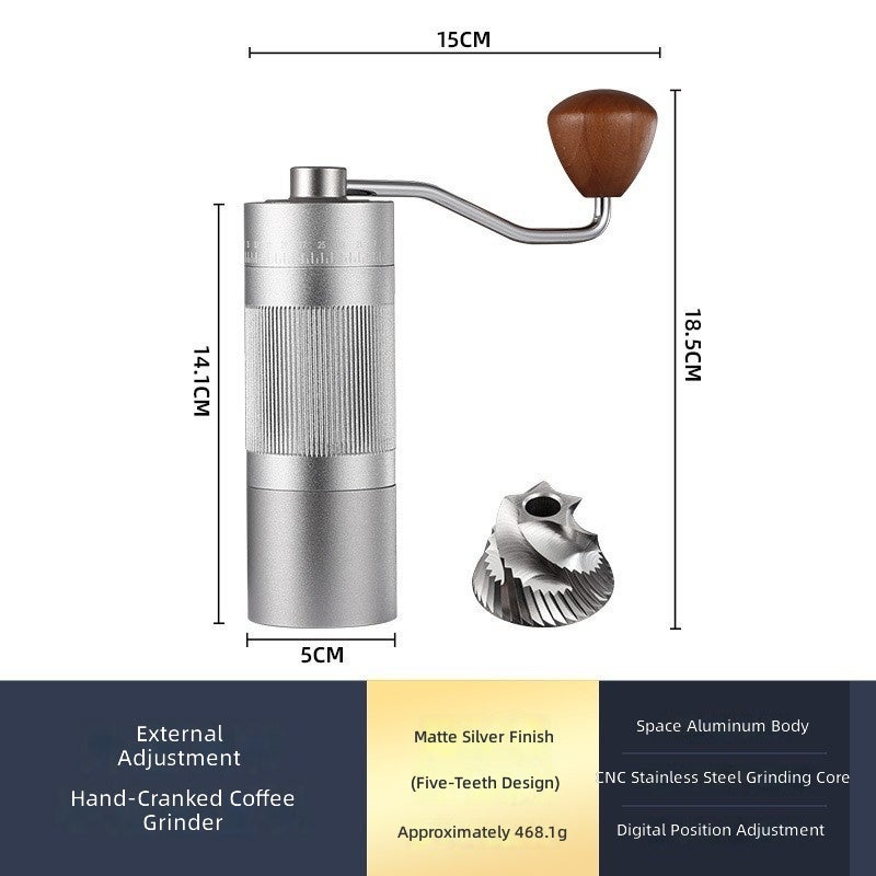 WU Cross-Border Hand-Crank Coffee Grinder with CNC Steel Burr - Portable Espresso Maker - Image 1