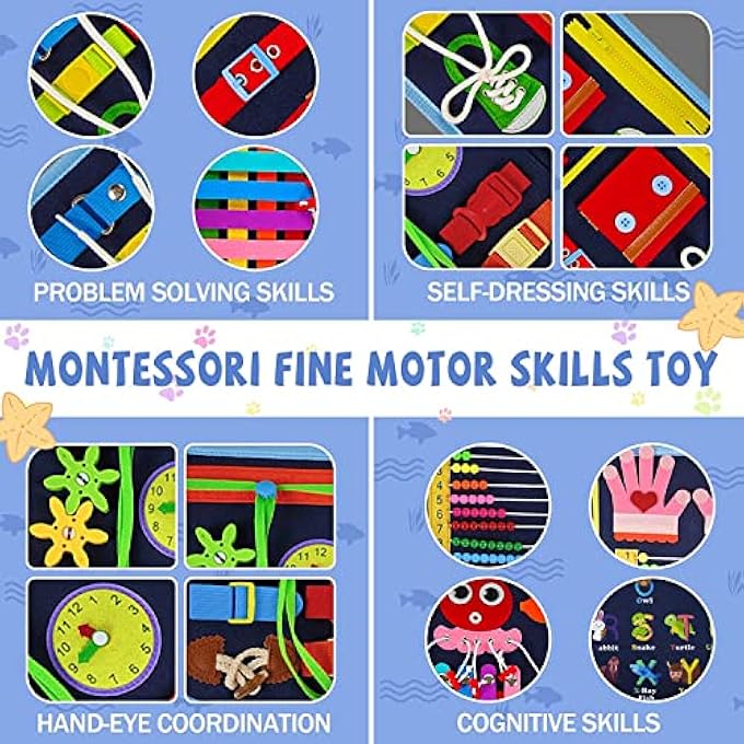 MONTESSORI BUSY BOARD FOR TODDLERS 1-4 YEARS - EDUCATIONAL SENSORY TOY FOR FINE MOTOR SKILLS DEVELOPMENT, FOR BOYS & GIRLS - Image 4