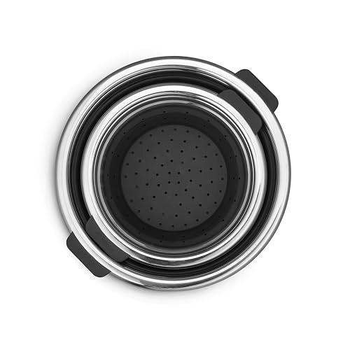 HexClad 2Piece Steamer Basket Set for Steaming and Draining Fits HexClads 3 and 8Qt Pots DishwasherSafe SpaceSaving Design HeatSafe to 425F NonSlip Handles Silicone and Stainless Steel - Image 3