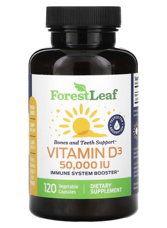 ForestLeaf Vitamin D3 1250 mcg (50000 IU) 120 Vegetable Capsules