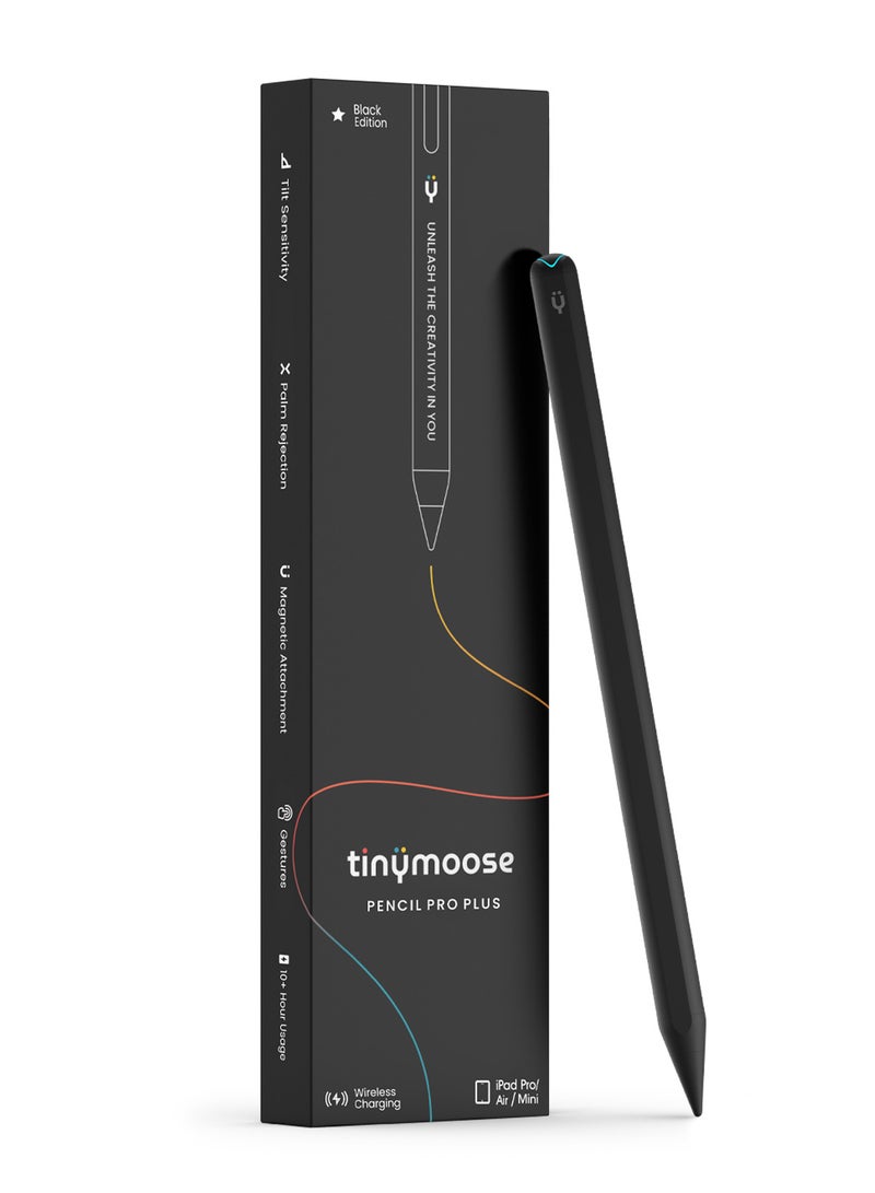 TinyMoose 2nd Generation Stylus Pen with Wireless Charging Pencil Pro Plus For Apple iPad Pro 11/12.9, iPad Mini 6, iPad Air 4/5, compatible with iPads Air/Mini/Pro 2023 and below - Black Edition - Image 1