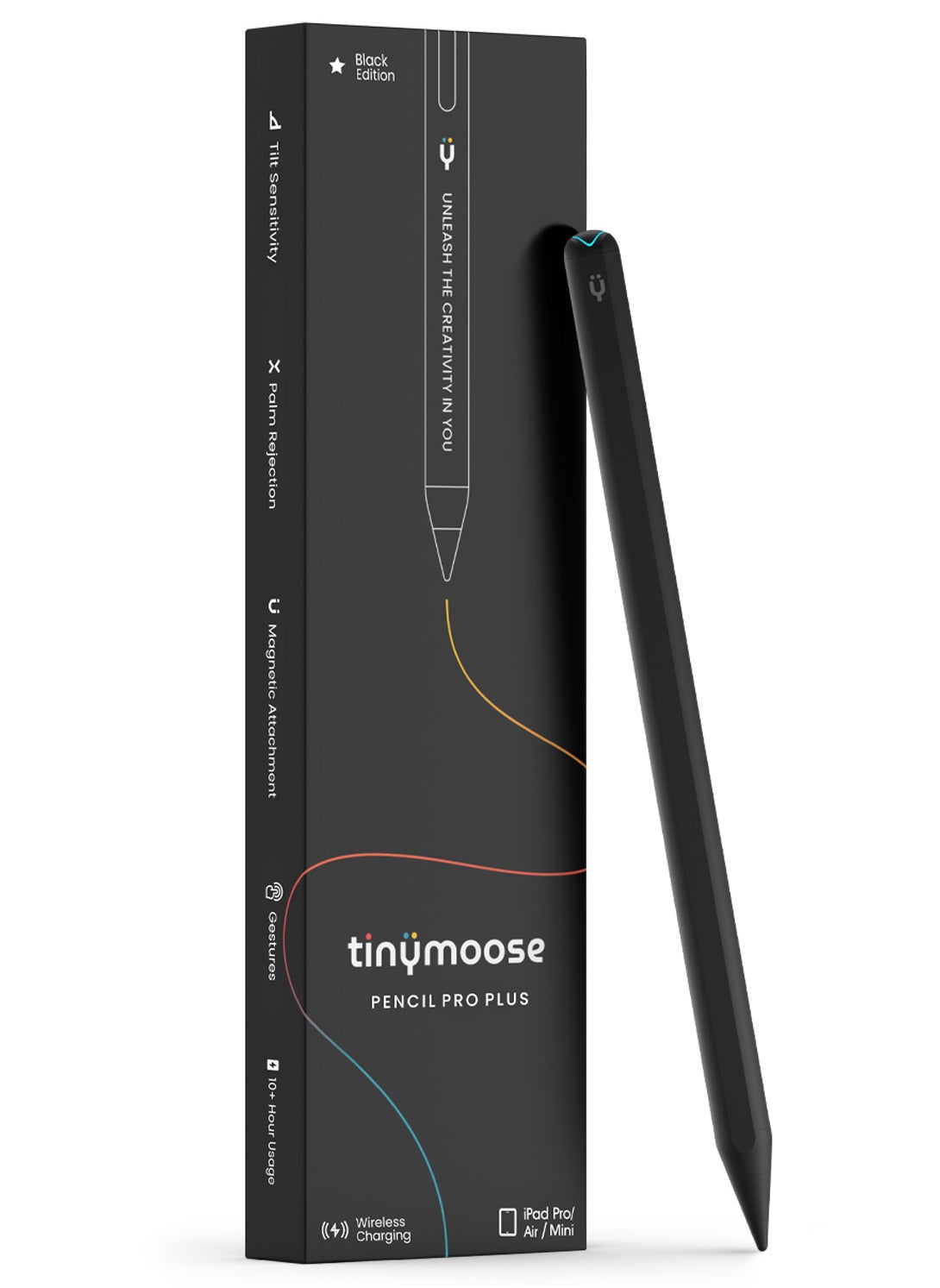 TinyMoose 2nd Generation Stylus Pen with Wireless Charging Pencil Pro Plus For Apple iPad Pro 11/12.9, iPad Mini 6, iPad Air 4/5, compatible with iPads Air/Mini/Pro 2023 and below - Black Edition 