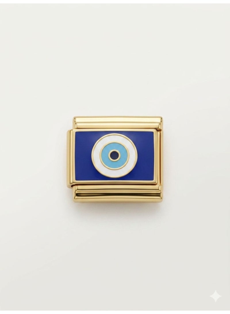 Italian Gold-Plated Evil Eye Bracelet Charm, Royal Blue Enamel