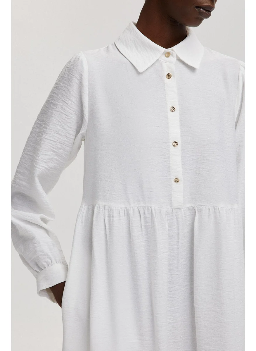 Touche Natural Textured Shirt Collar Dress