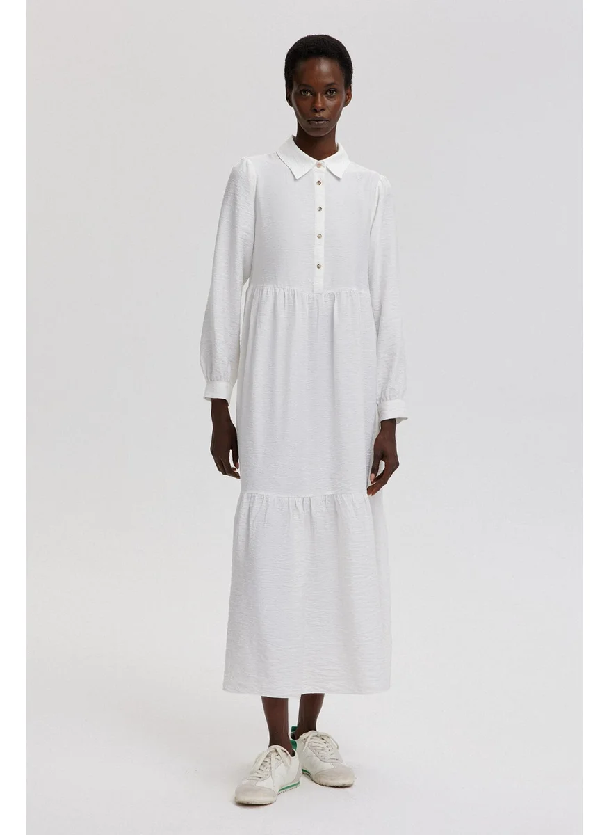 Touche Natural Textured Shirt Collar Dress