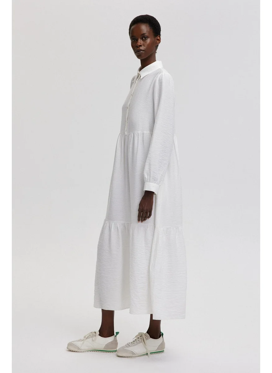 Touche Natural Textured Shirt Collar Dress