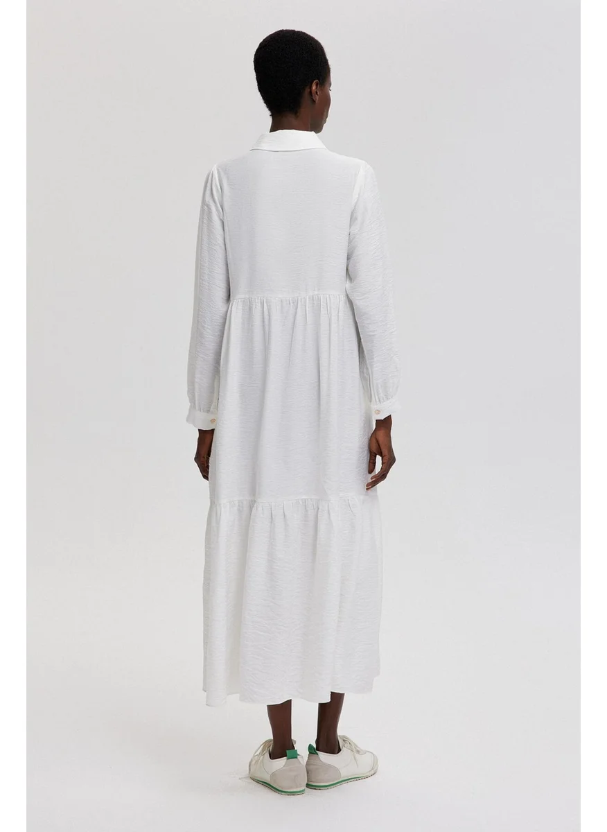 Touche Natural Textured Shirt Collar Dress