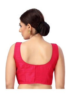 Studio Shringaar Studio Shringaar Women's Readymade Art Silk Sleeveless Saree Blouse (Pink, 38)  - Image 4
