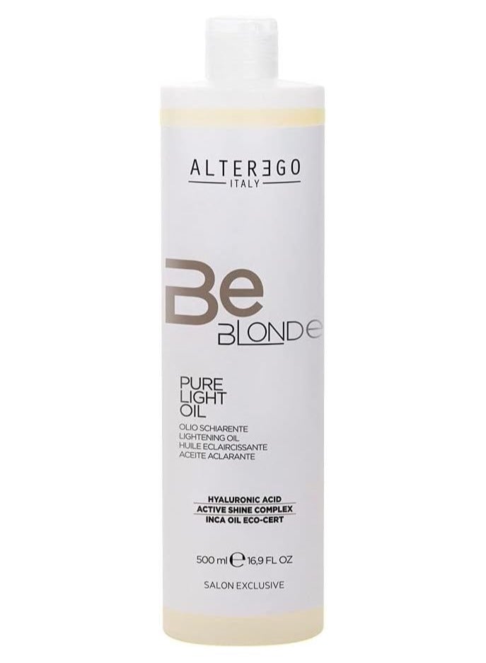 Alter Ego Be Blonde Pure Light Oil – Professional Hair Lightening Oil with Hyaluronic Acid & Inca Oil – Lifts Up to 4 Levels – 500ml