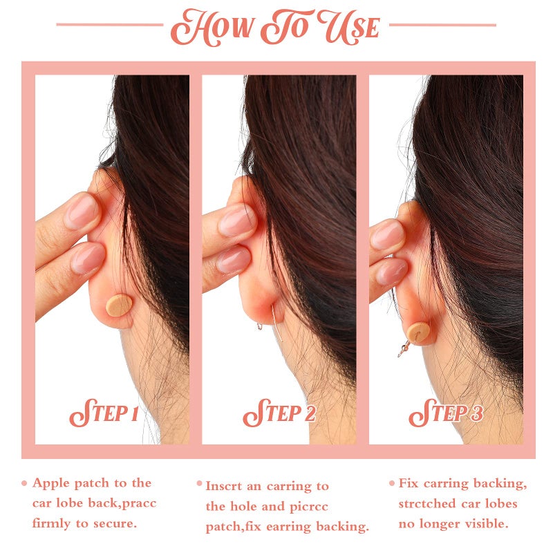 Hicarer 300 Pieces Mixed Earring Support Patches Invisible Earring Lifters White Earlobe Support Patches Waterproof Earring Support Pads Silicone Earring Stabilizers for Supporting Large Heavy Earrings - Image 4